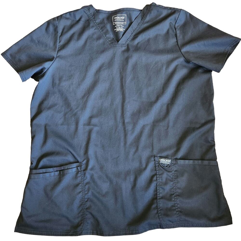 Cherokee workwear womans black XL scrub top nursing uniform
